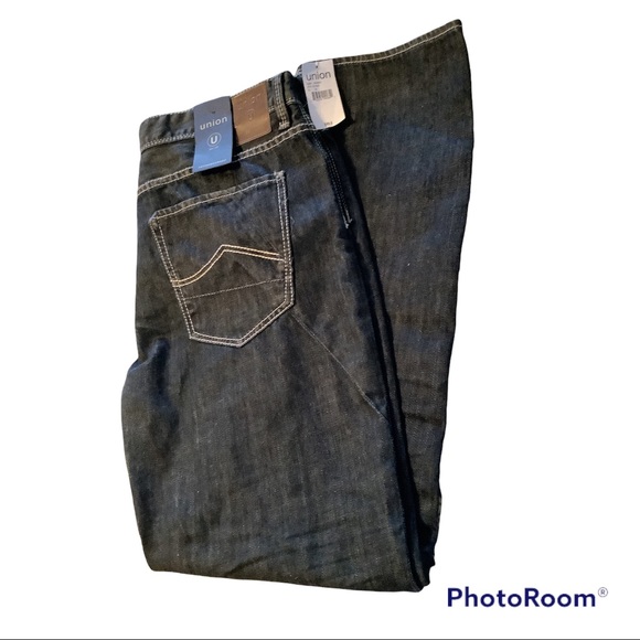 Men Union Sea//W 40R Slim Fit Blue Jeans - Picture 7 of 16